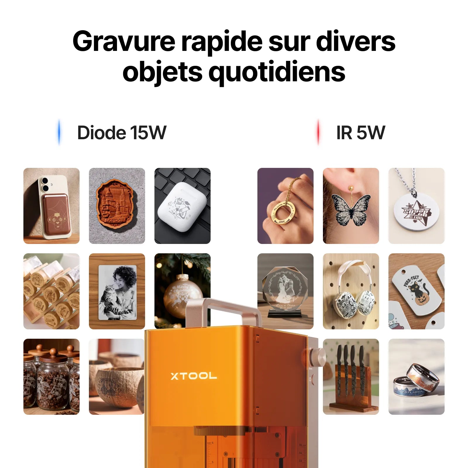 xTool F2 – Graveur Laser Portable Double Laser IR 5 W et Diode 15 W