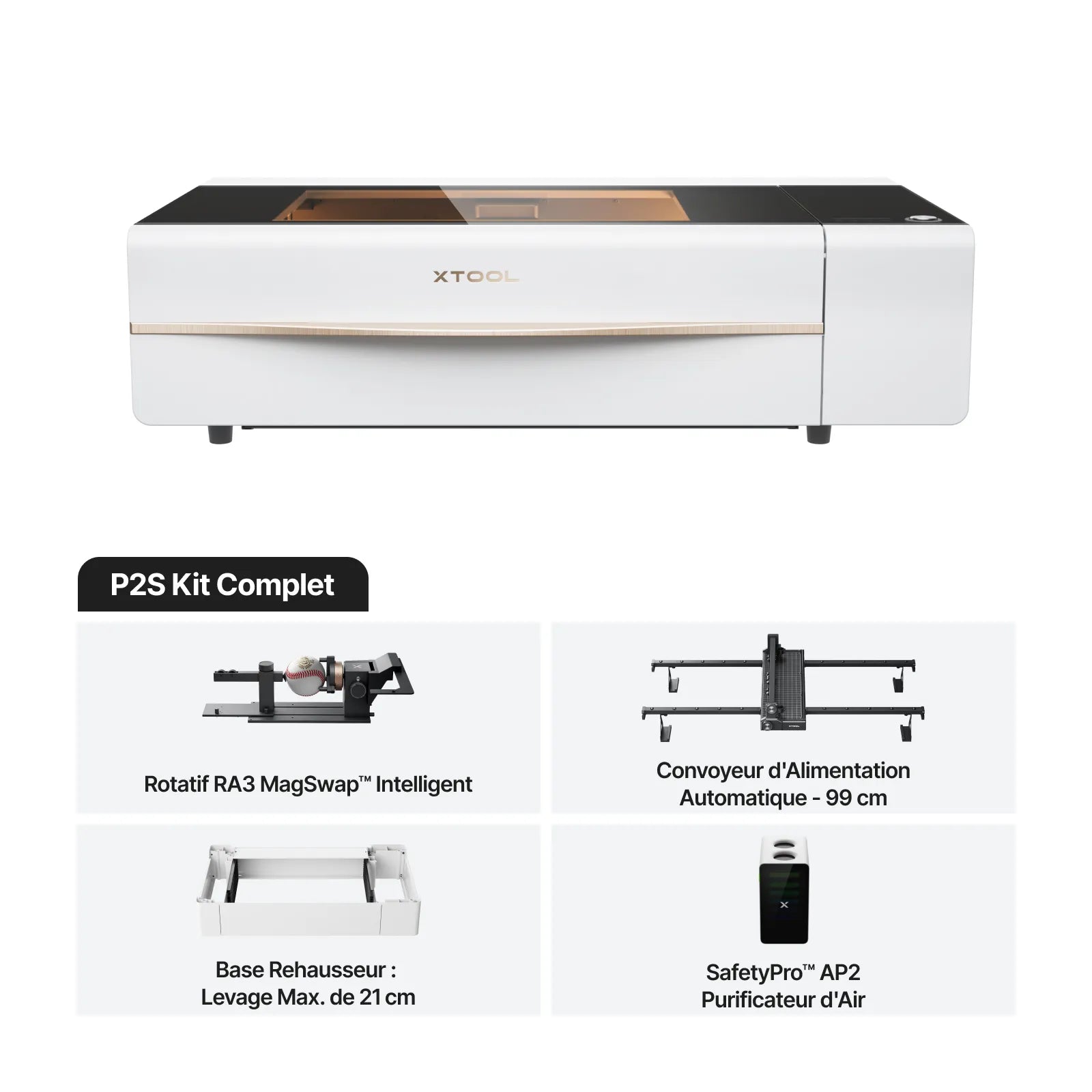 xTool P2S - Découpeur Laser CO2 de Bureau Polyvalent et Intelligent de 55W