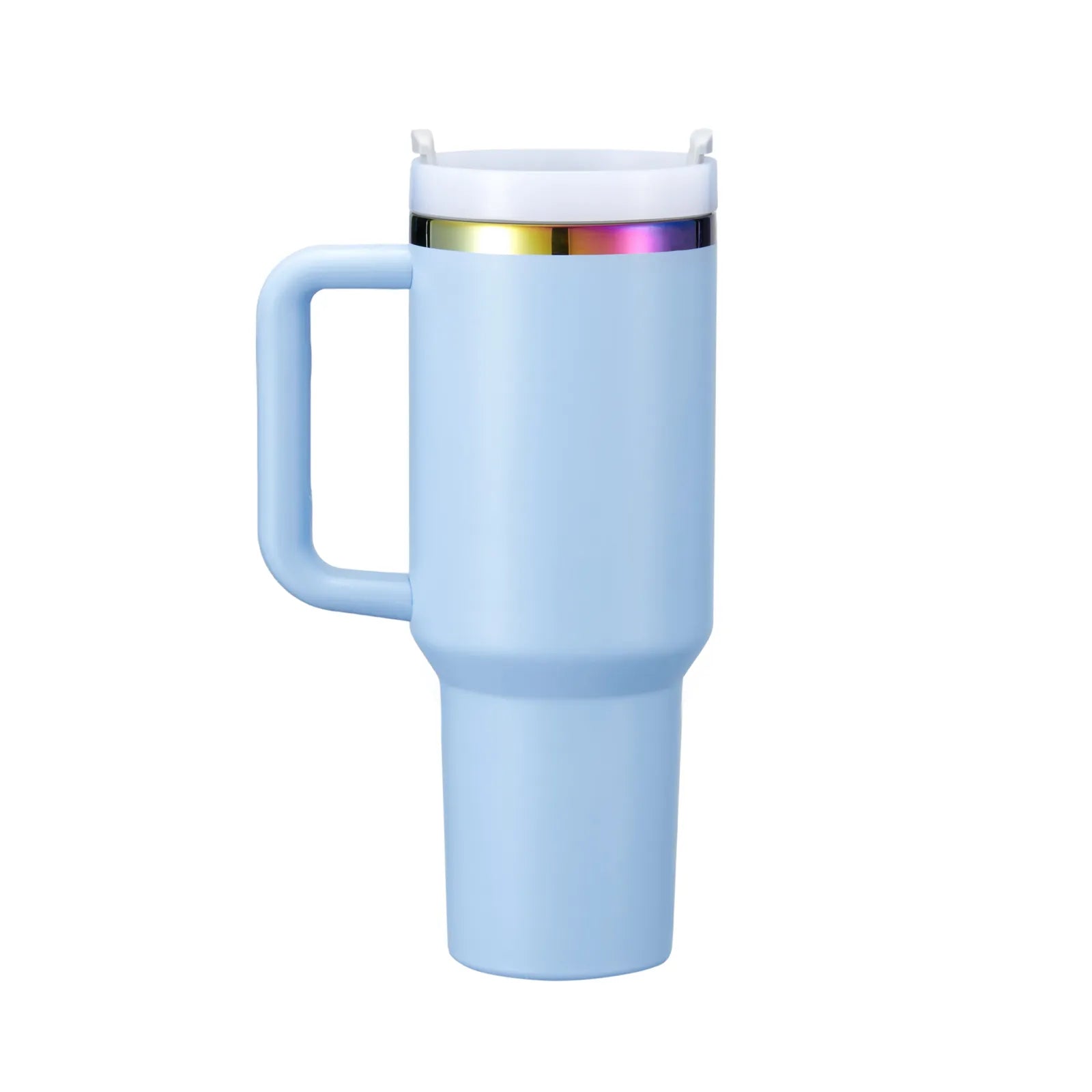 Gobelet en acier inoxydable bleu pastel irisé phosphorescent avec poignée (1,2 L / 40oz)