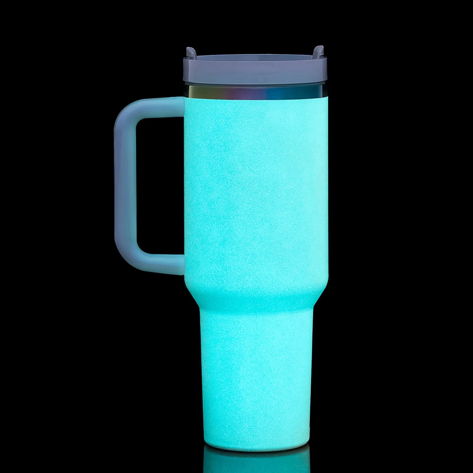 Gobelet en acier inoxydable bleu pastel irisé phosphorescent avec poignée (1,2 L / 40oz)
