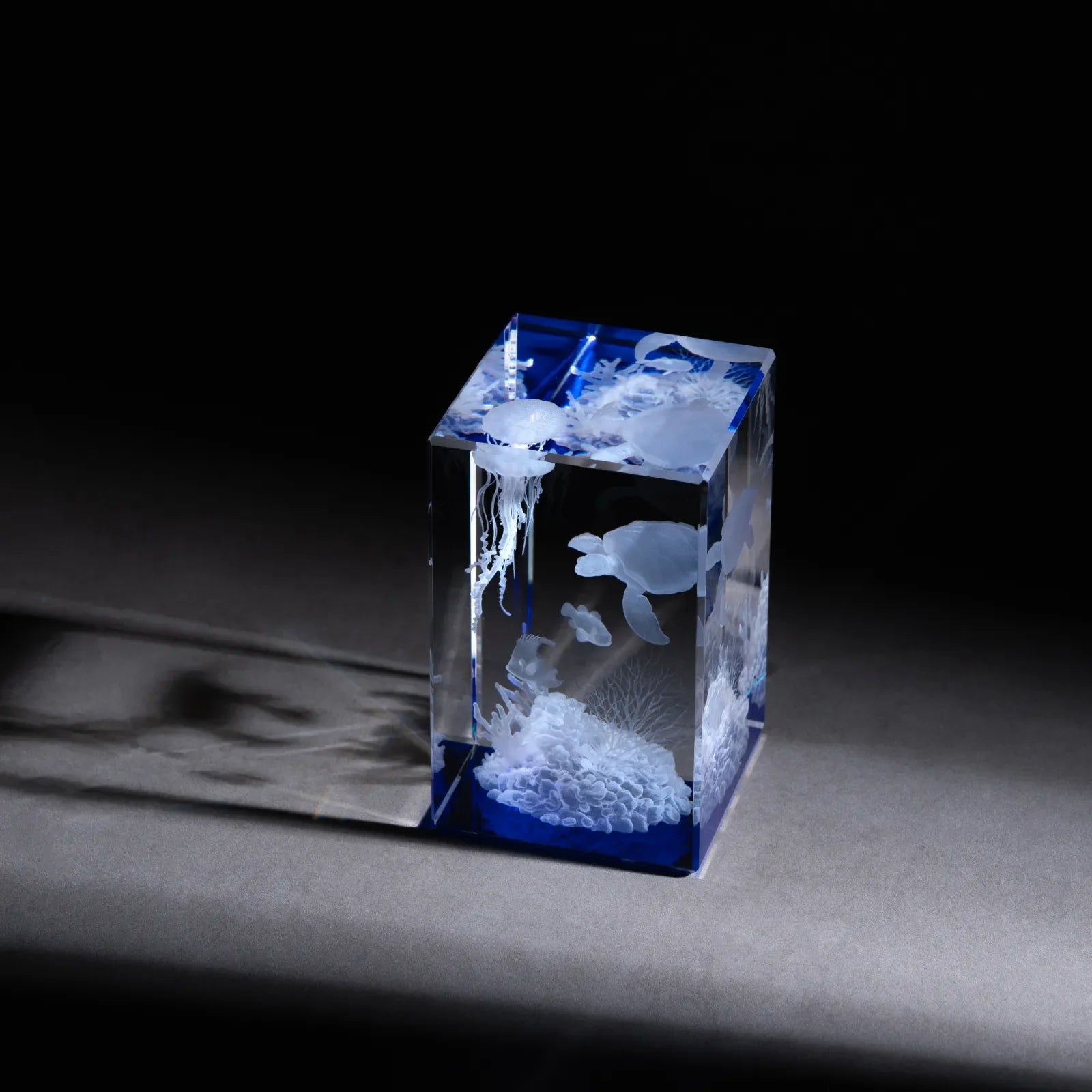 Rectangular k9 crystal with blue base 02 3