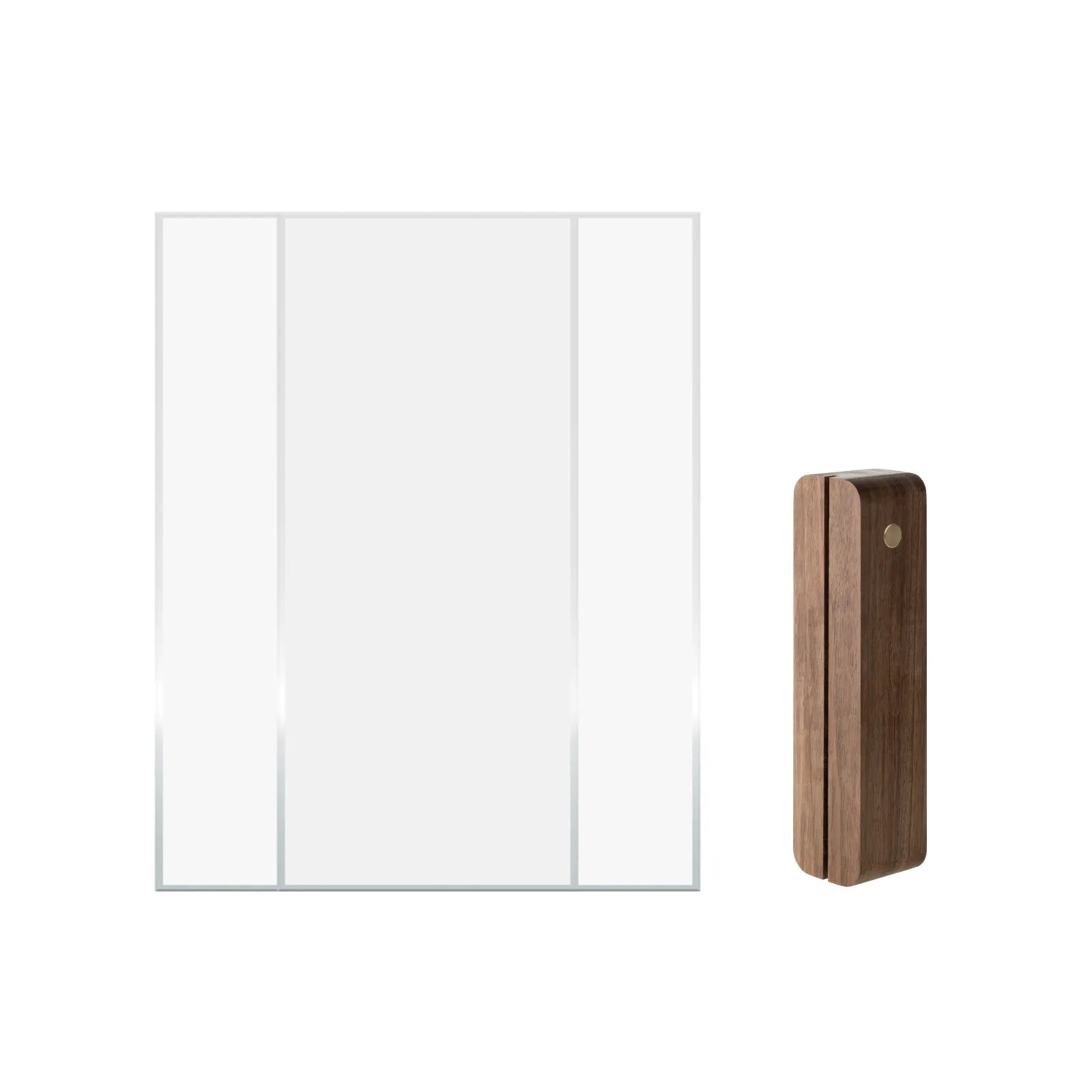 Rounded rectangular walnut wood led light base with open slot 04