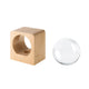 Base lumineuse LED carrée en bois de hêtre avec ouverture ronde pour boule de cristal K9