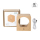 Base lumineuse LED carrée en bois de hêtre avec ouverture ronde pour boule de cristal K9