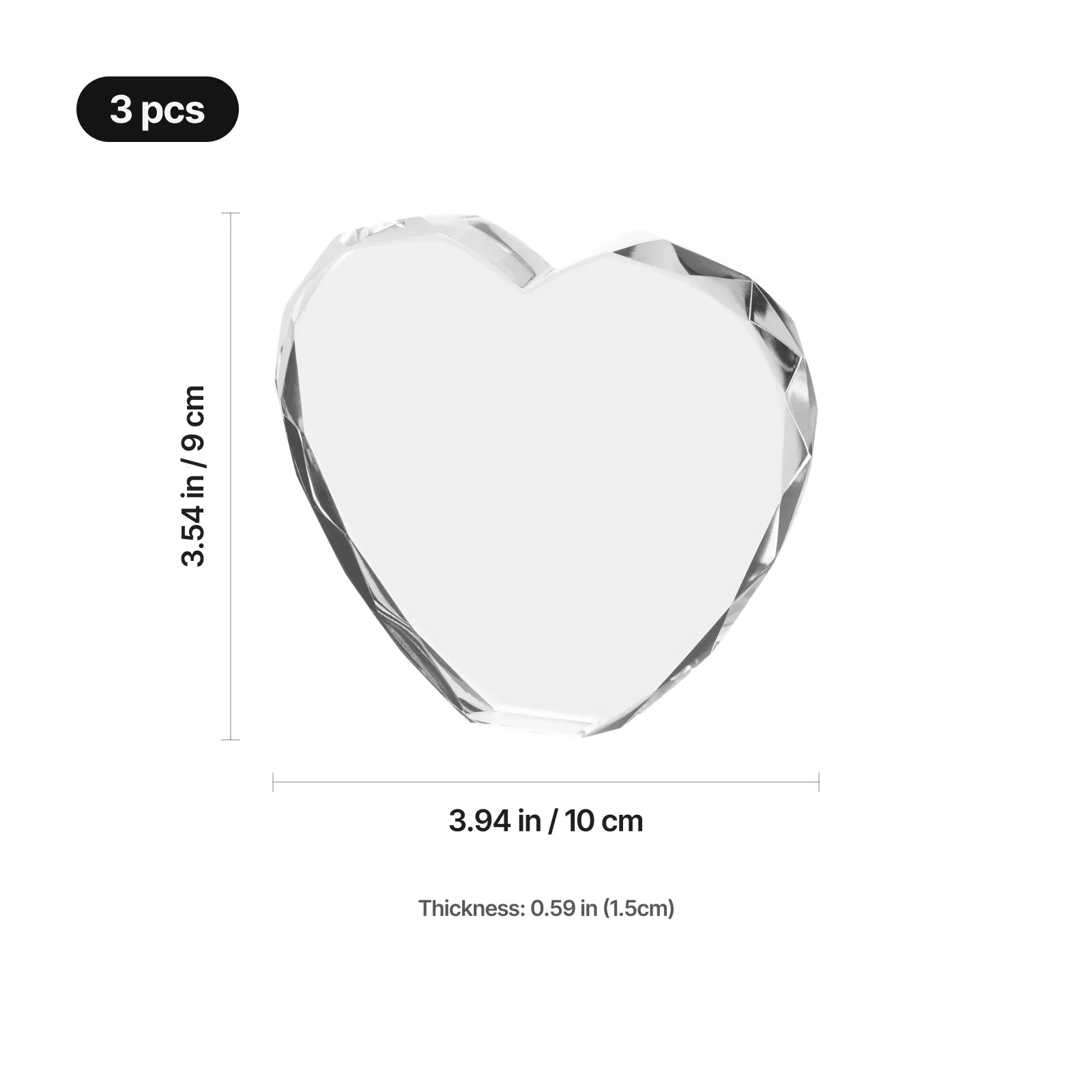 Thin beveled faceted heart shaped k5 crystal 3pcs 04 2668 282