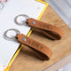 Porte-clés fin en cuir véritable marron (10 pcs)
