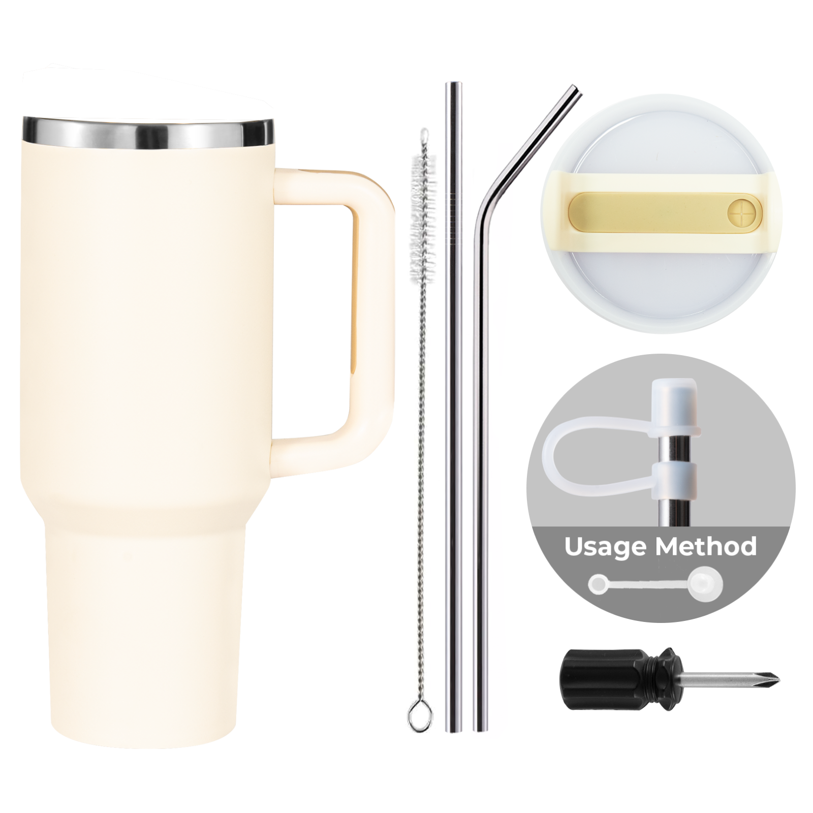 Gobelet en acier inoxydable de 40oz avec poignée amovible