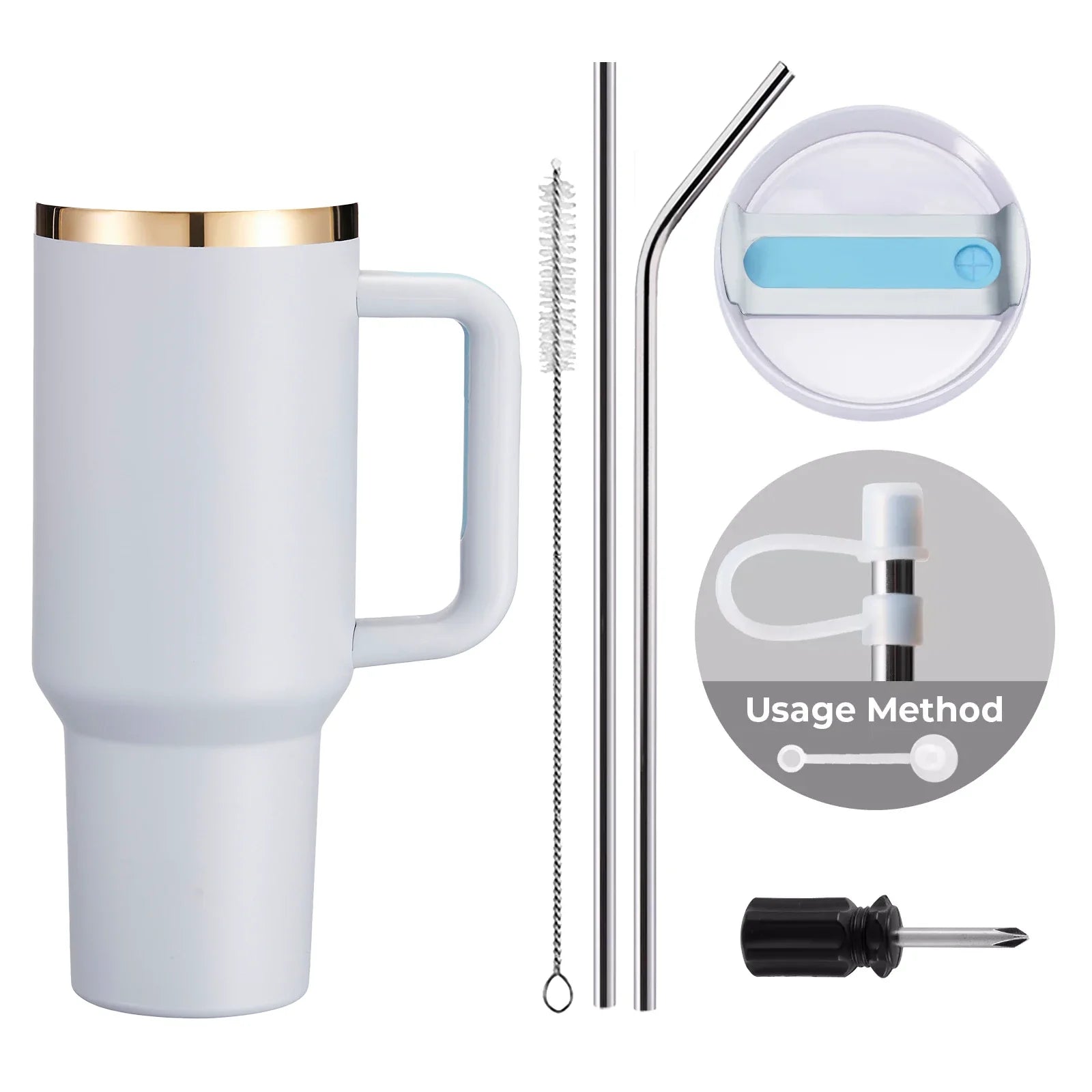 Gobelet en acier inoxydable de 40oz avec poignée amovible