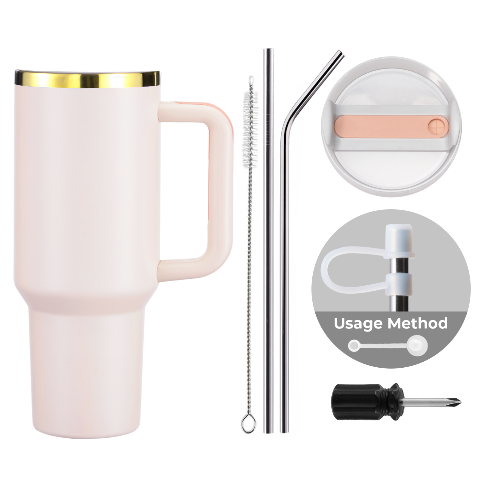 Gobelet en acier inoxydable de 40oz avec poignée amovible
