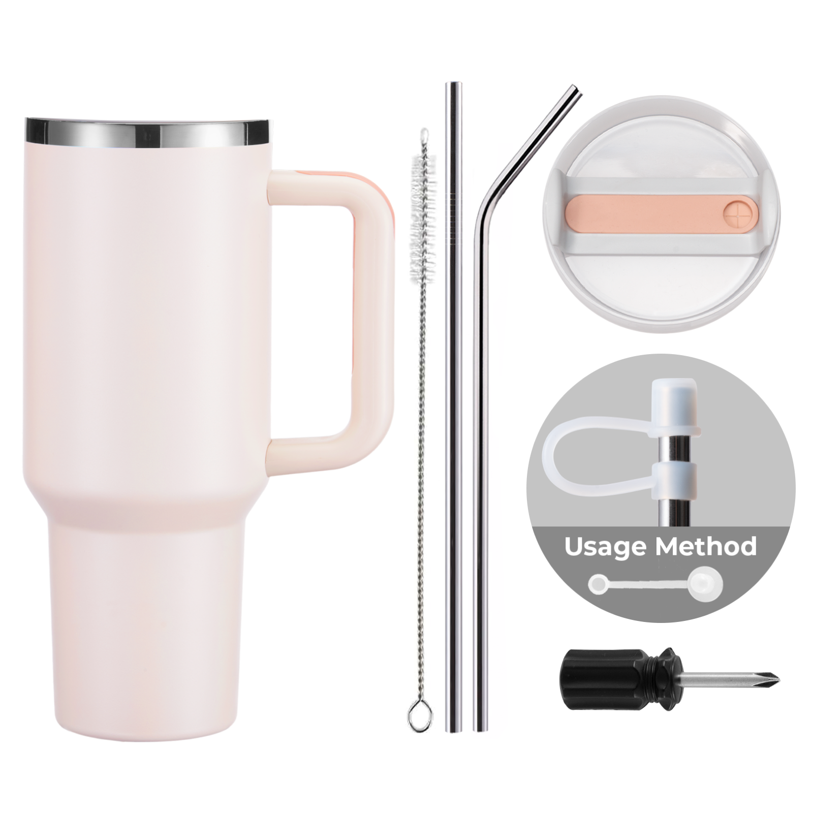 Gobelet en acier inoxydable de 40oz avec poignée amovible