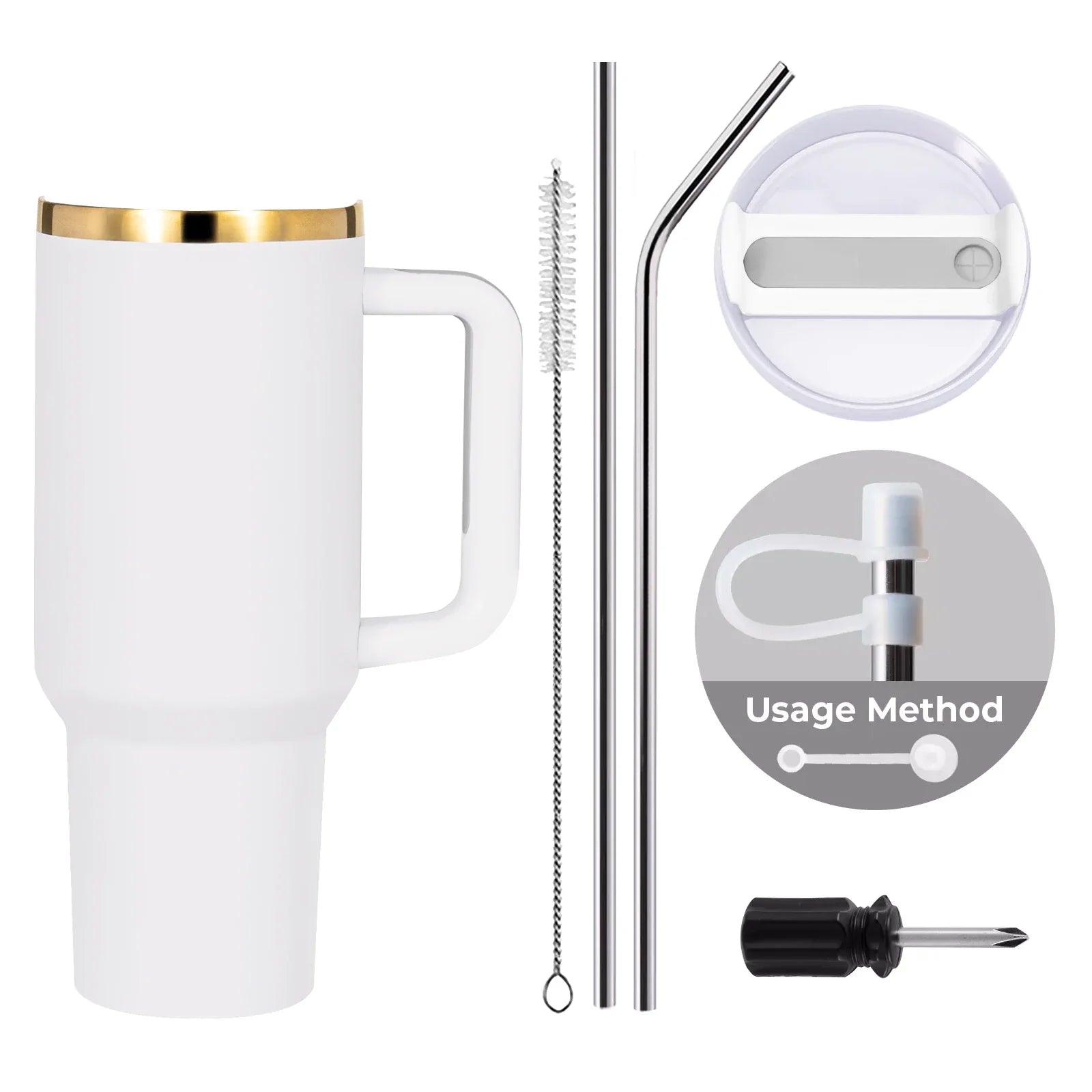 Gobelet en acier inoxydable de 40oz avec poignée amovible