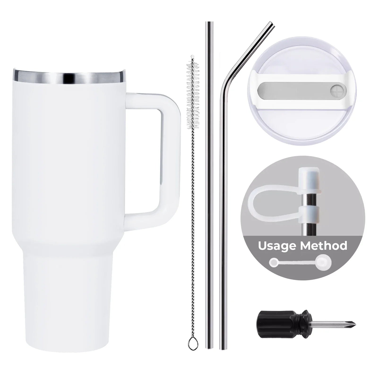 Gobelet en acier inoxydable de 40oz avec poignée amovible