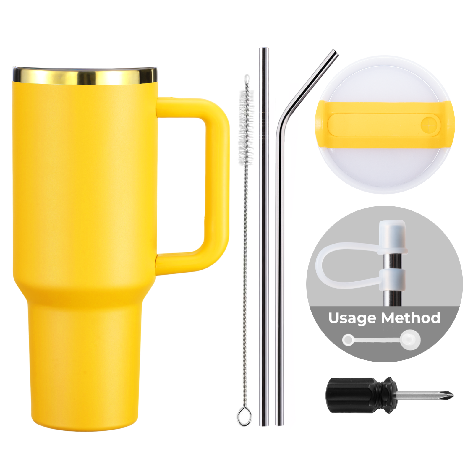 Gobelet en acier inoxydable de 40oz avec poignée amovible