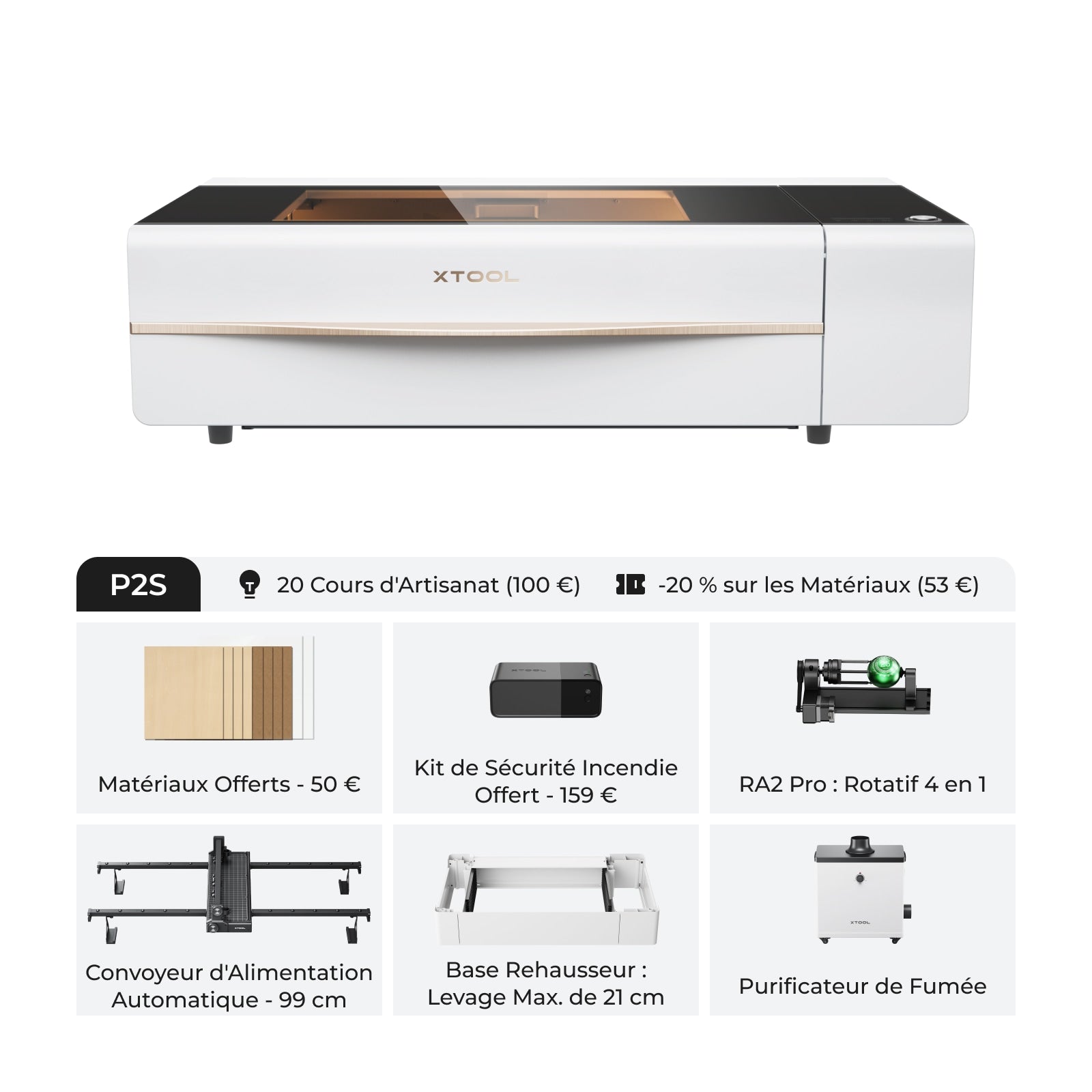 xTool P2S - Découpeur Laser CO2 de Bureau Polyvalent et Intelligent de 55W - xTool France Store