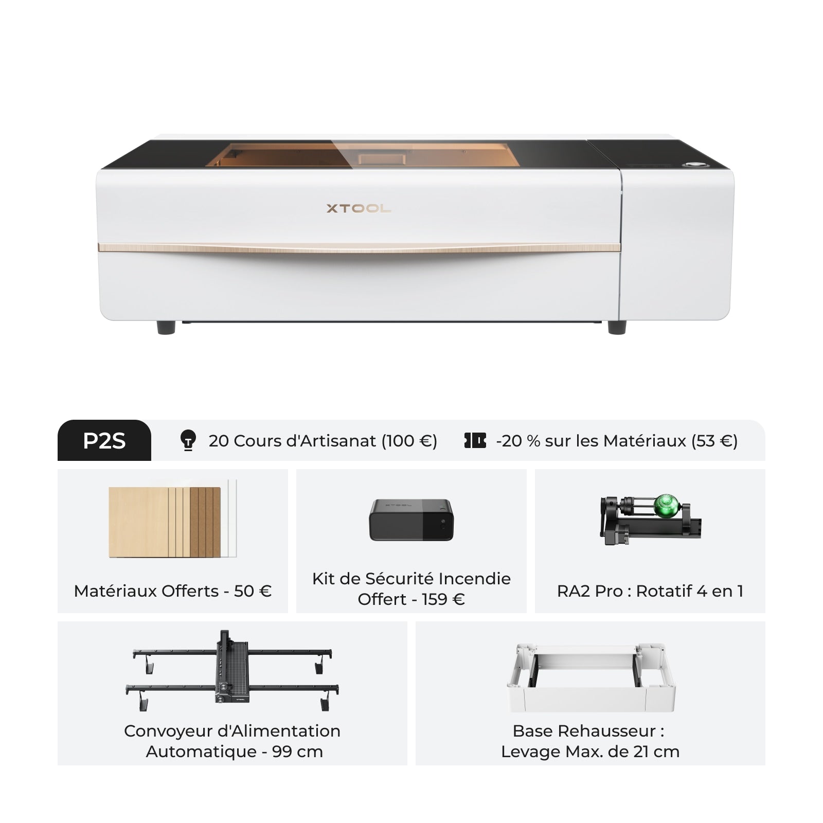 xTool P2S - Découpeur Laser CO2 de Bureau Polyvalent et Intelligent de 55W - xTool France Store