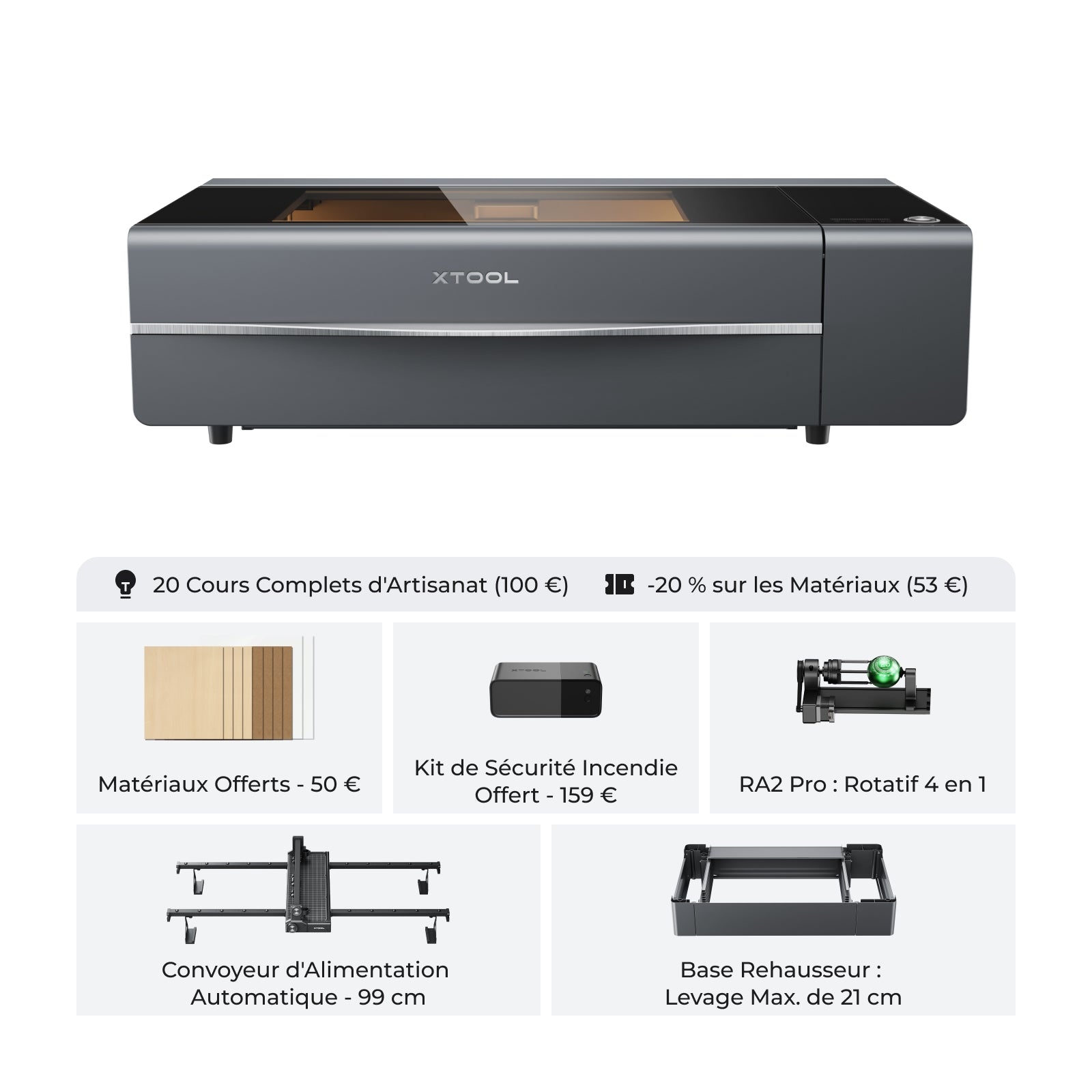 xTool P2 - Découpeur Laser CO2 de Bureau Polyvalent et Intelligent de 55W