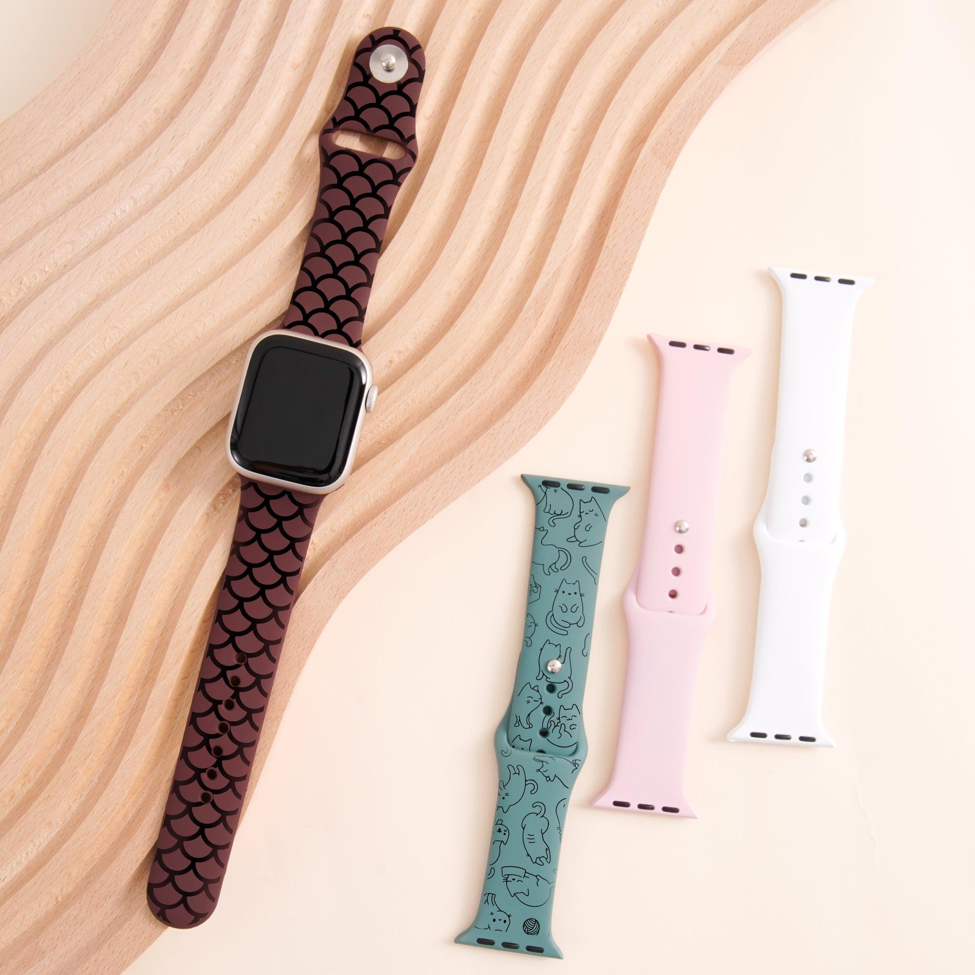 Bracelets Apple Watch en silicone avec remplissage noir gravable au laser - xTool France Store