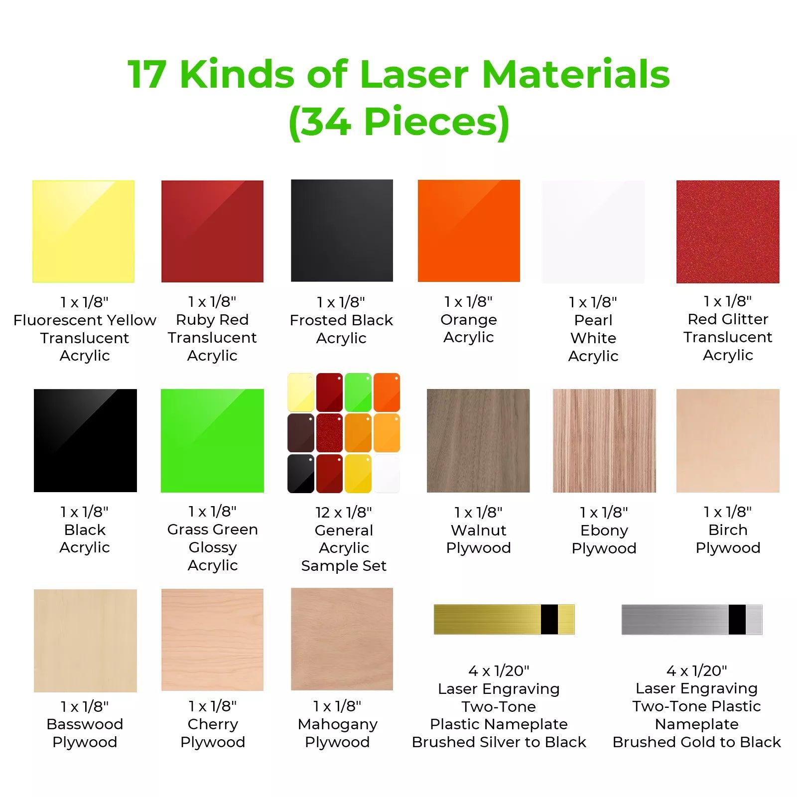 xTool S1 Kit de Matériaux Laser  (34 pièces)