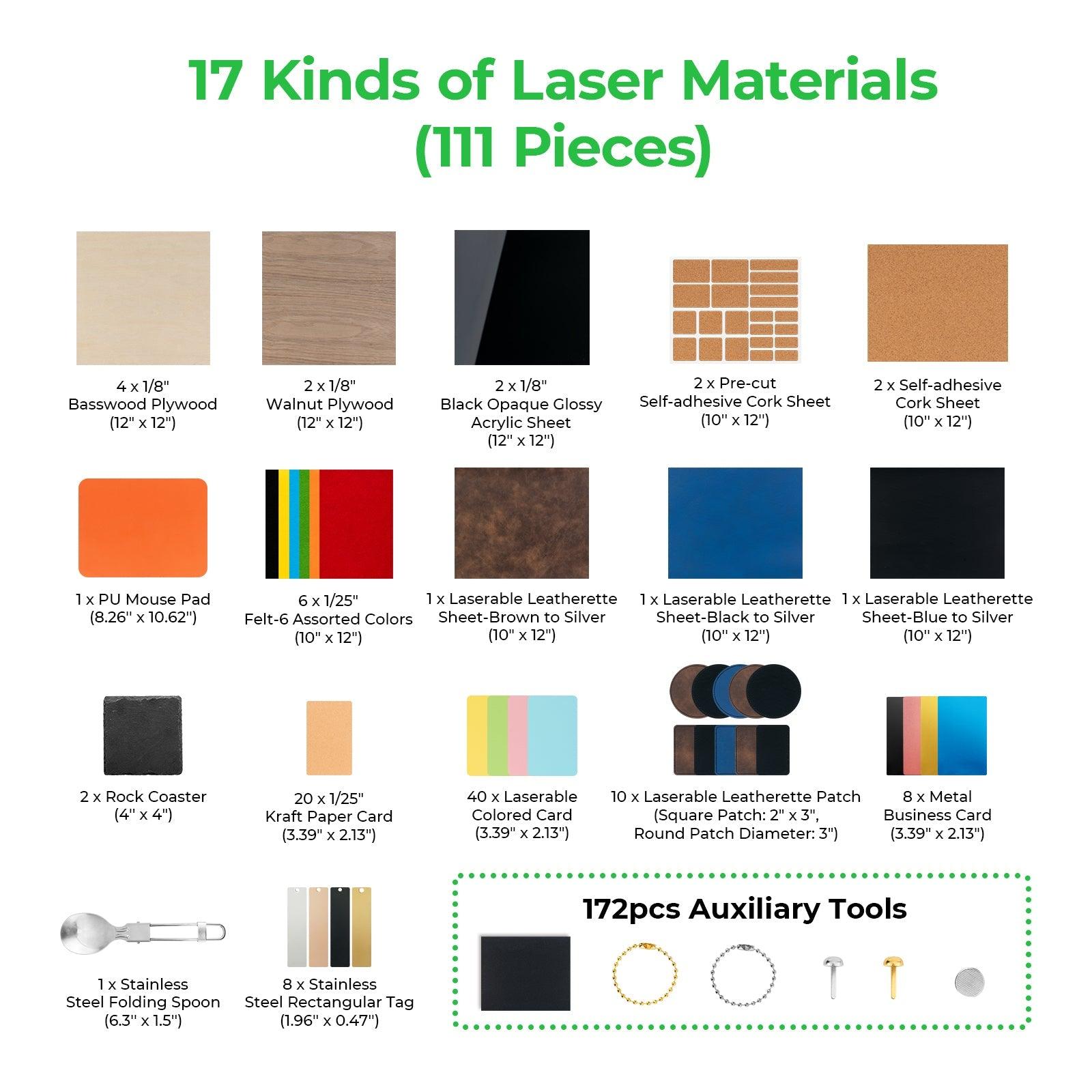 Kit d'exploration des matériaux au laser (111pcs)